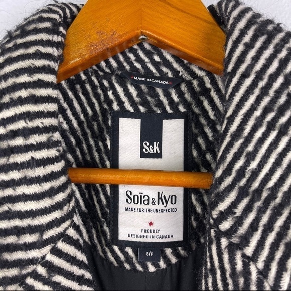 Soia & Kyo Wool Angora Striped Tweed Heavyweight Pea Coat Women’s Size Small - Picture 5 of 10